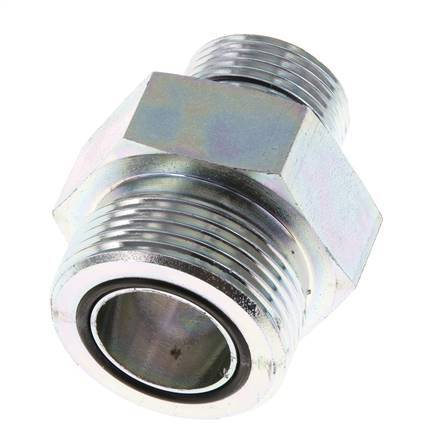 UN 1-7/16''-12 x G 3/4'' Zinc plated Steel Double Nipple ORFS 400 Bar - Hydraulic