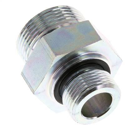 UN 1-7/16''-12 x G 3/4'' Zinc plated Steel Double Nipple ORFS 400 Bar - Hydraulic