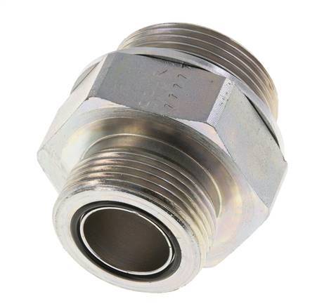 UN 1-7/16''-12 x G 1 1/4'' Zinc plated Steel Double Nipple ORFS 250 Bar - Hydraulic
