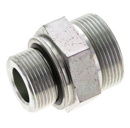 UN 1-11/16''-12 x M33x2 Acero zincado Espiga doble ORFS 250 Bar - Hidráulico
