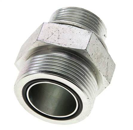 UN 1-11/16''-12 x M33x2 Acero zincado Espiga doble ORFS 250 Bar - Hidráulico