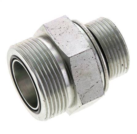 UN 1-11/16''-12 x M33x2 Acero zincado Espiga doble ORFS 250 Bar - Hidráulico