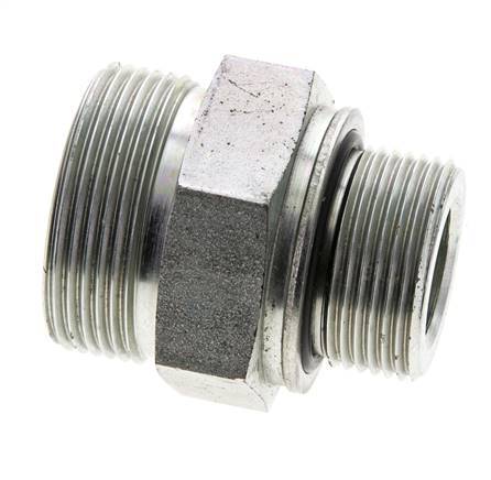 UN 1-11/16''-12 x M33x2 Acero zincado Espiga doble ORFS 250 Bar - Hidráulico