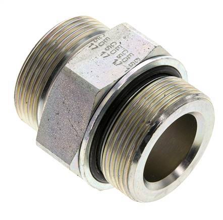 UN 1-11/16''-12 x M42x2 Acero zincado Espiga doble ORFS 250 Bar - Hidráulico