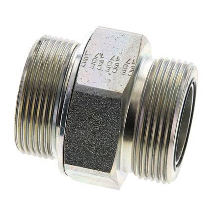 UN 1-11/16''-12 x M42x2 Acero zincado Espiga doble ORFS 250 Bar - Hidráulico