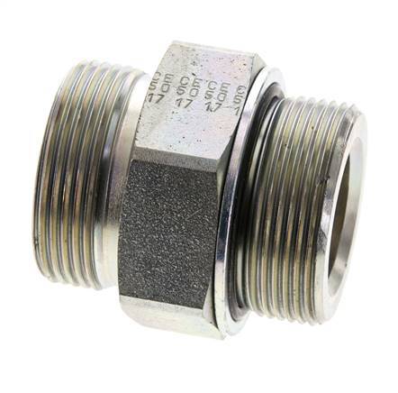 UN 1-11/16''-12 x M42x2 Acero zincado Espiga doble ORFS 250 Bar - Hidráulico