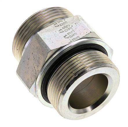 UN 1-11/16''-12 x M42x2 Acero zincado Espiga doble ORFS 250 Bar - Hidráulico