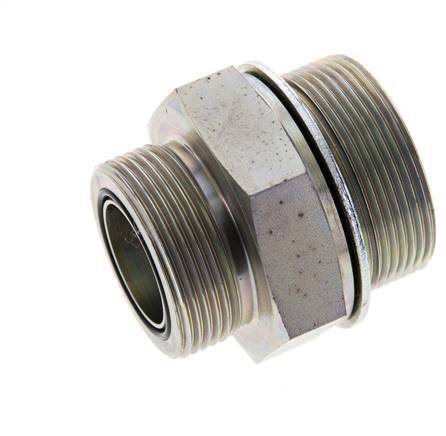 UN 1-11/16''-12 x M48x2 Acero zincado Espiga doble ORFS 250 Bar - Hidráulico