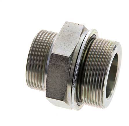 UN 1-11/16''-12 x M48x2 Acero zincado Espiga doble ORFS 250 Bar - Hidráulico