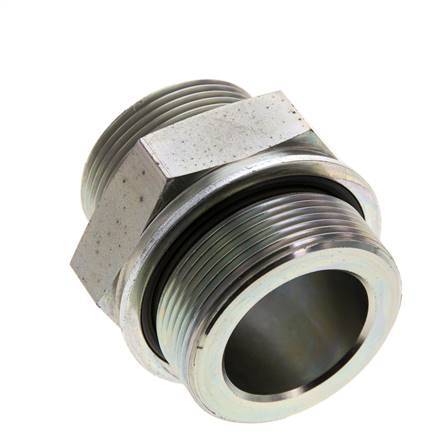 UN 1-11/16''-12 x M48x2 Acero zincado Espiga doble ORFS 250 Bar - Hidráulico