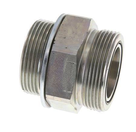 UN 2''-12 x G 1 1/2'' Acero cincado Espiga doble ORFS 250 Bar - Hidráulico