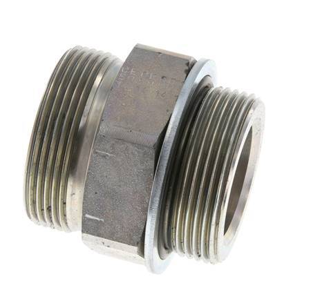 UN 2''-12 x G 1 1/2'' Acero cincado Espiga doble ORFS 250 Bar - Hidráulico