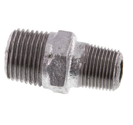 R 1/2'' x R 3/8'' Zinc plated Cast iron Double Nipple 25 Bar [2 Pieces]