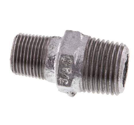 R 1/2'' x R 3/8'' Zinc plated Cast iron Double Nipple 25 Bar [2 Pieces]