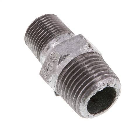 R 1/2'' x R 3/8'' Zinc plated Cast iron Double Nipple 25 Bar [2 Pieces]