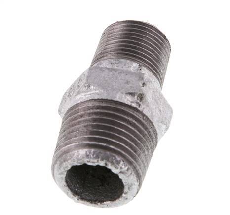 R 1/2'' x R 3/8'' Zinc plated Cast iron Double Nipple 25 Bar [2 Pieces]