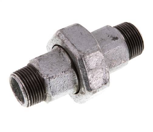 R 3/4'' Zinc plated Cast iron Double Nipple 3-pieces with Conically sealing 25 Bar