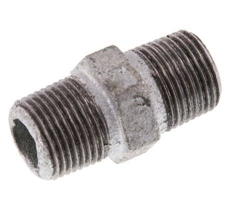 R 3/8'' Zinc plated Cast iron Double Nipple 25 Bar [5 Pieces]