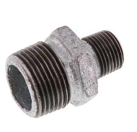 R 1'' x R 1/2'' Zinc plated Cast iron Double Nipple 25 Bar [2 Pieces]