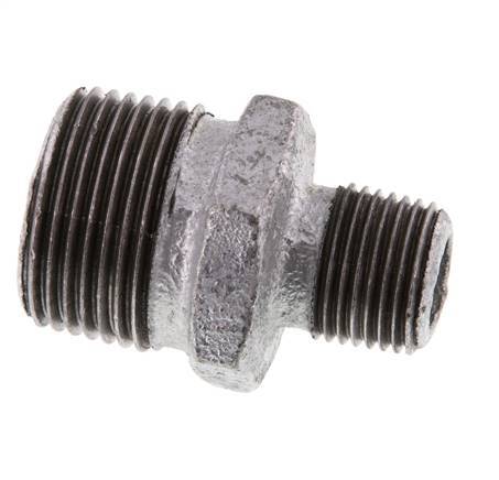 R 1'' x R 1/2'' Zinc plated Cast iron Double Nipple 25 Bar [2 Pieces]