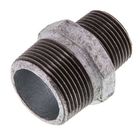 R 1 1/4'' x R 1'' Hierro fundido zincado Espiga doble 25 Bar