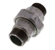 R 1 1/4'' Hierro fundido zincado Espiga doble de 3 piezas con cierre cónico 25 Bar