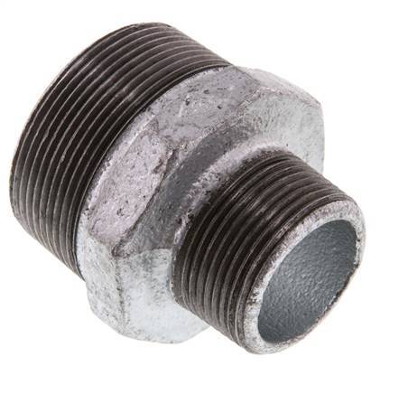 R 2'' x R 1 1/4'' Hierro fundido zincado Espiga doble 25 Bar
