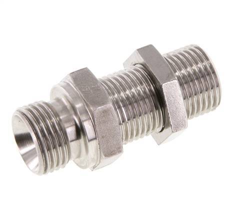 G 1/2'' Stainless steel Bulkhead Double nipple 350 Bar - Hydraulic