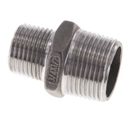 1/2'' NPT x 3/4'' NPT Stainless steel Double Nipple 16 Bar