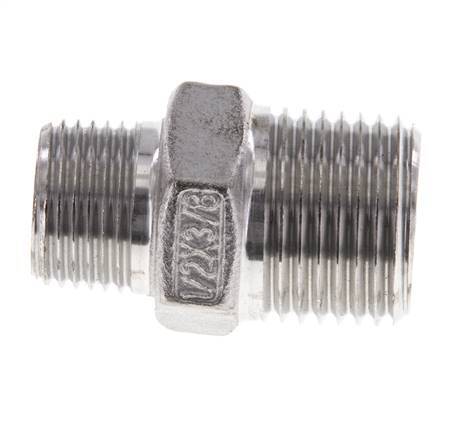 3/8'' NPT x 1/2'' NPT Stainless steel Double Nipple 16 Bar