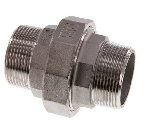 R 1 1/2'' Stainless steel Double Nipple 3-pieces with Conically sealing 16 Bar