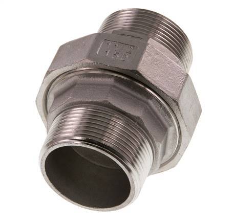 R 1 1/2'' Stainless steel Double Nipple 3-pieces with Conically sealing 16 Bar