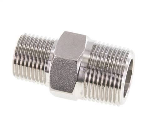 1/2'' NPT x 3/4'' NPT Stainless steel Double Nipple 170 Bar - Hydraulic