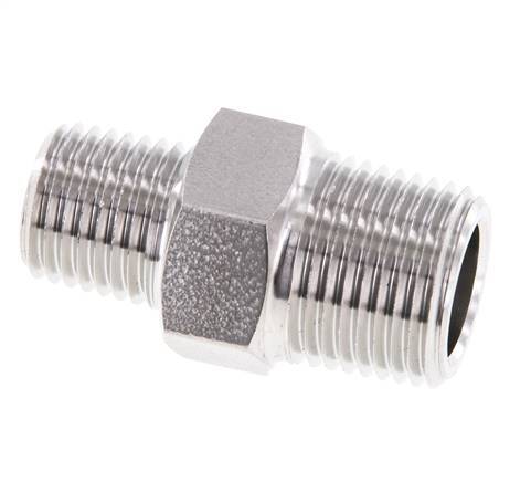 1/4'' NPT x 3/8'' NPT Stainless steel Double Nipple 210 Bar - Hydraulic