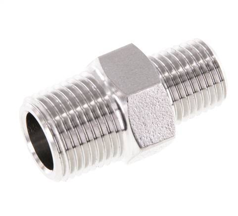 1/4'' NPT x 3/8'' NPT Stainless steel Double Nipple 210 Bar - Hydraulic