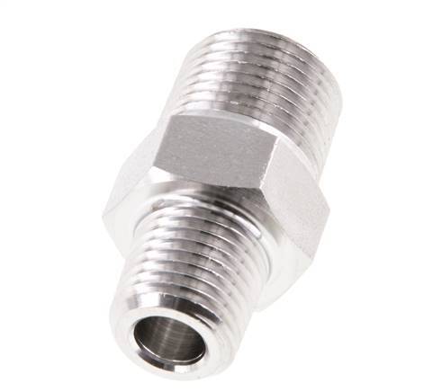 1/4'' NPT x 3/8'' NPT Stainless steel Double Nipple 210 Bar - Hydraulic