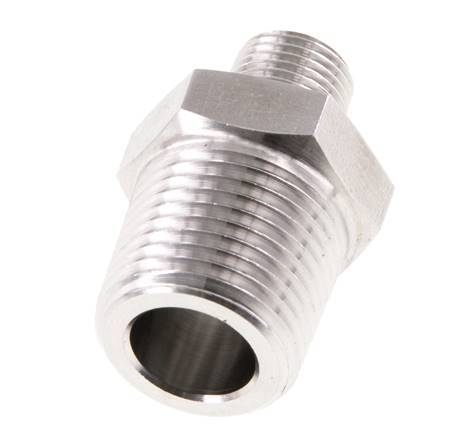 1/8'' NPT x 3/8'' NPT Acero inoxidable Racor doble 210 Bar - Hidráulico