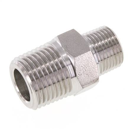 3/8'' NPT x 1/2'' NPT Stainless steel Double Nipple 210 Bar - Hydraulic