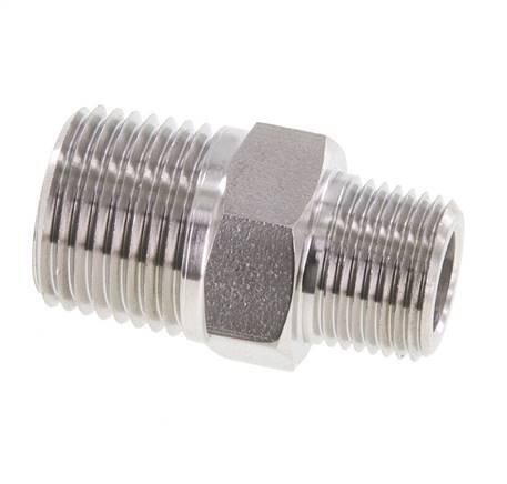 3/8'' NPT x 1/2'' NPT Stainless steel Double Nipple 210 Bar - Hydraulic