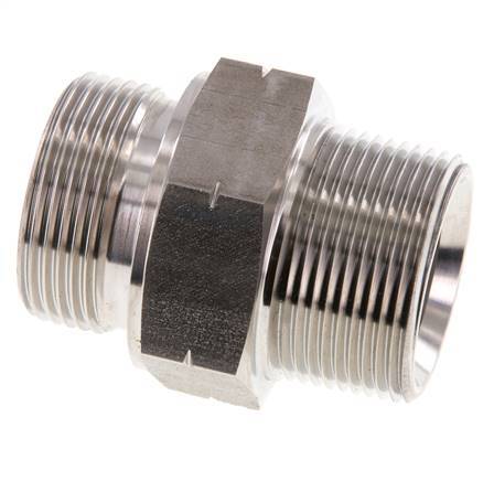 1 1/4'' NPT x G 1 1/4'' Acero inoxidable Espiga doble 40 Bar - Hidráulico