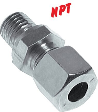 1/4'' NPT Male x 6S Zinc plated Steel Straight Cutting Ring 630 Bar DIN 2353 [2 Pieces]