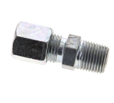1/8'' NPT Male x 6LL Zinc plated Steel Straight Cutting Ring 100 Bar DIN 2353