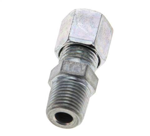 1/8'' NPT Male x 6LL Zinc plated Steel Straight Cutting Ring 100 Bar DIN 2353