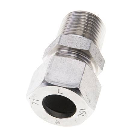 1/2'' NPT Macho x 15L Anillo de corte recto de acero inoxidable 315 Barra DIN 2353