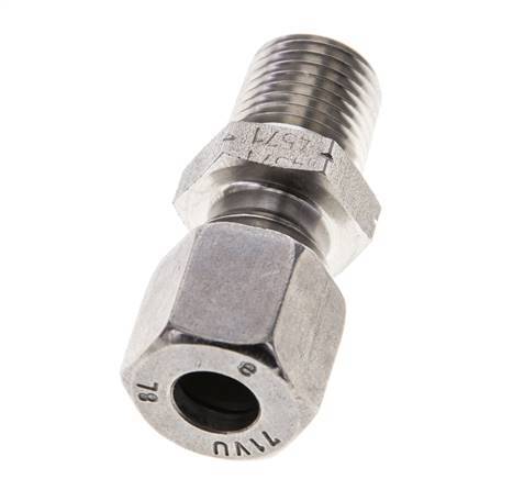 1/4'' NPT Male x 8L Stainless steel Straight Cutting Ring 315 Bar DIN 2353