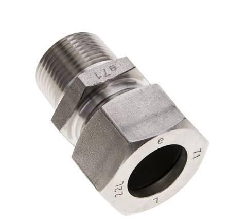 3/4'' NPT Macho x 22L Anillo de corte recto de acero inoxidable 160 Bar DIN 2353