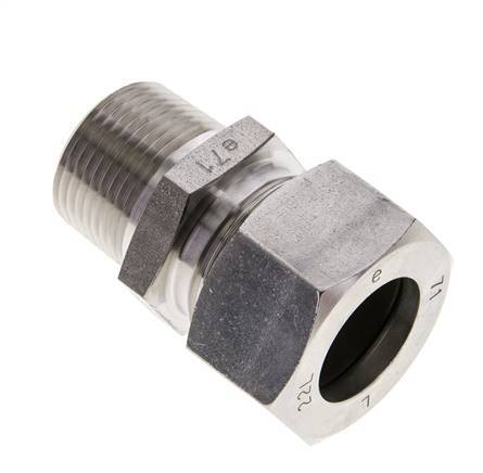 3/4'' NPT Macho x 22L Anillo de corte recto de acero inoxidable 160 Bar DIN 2353