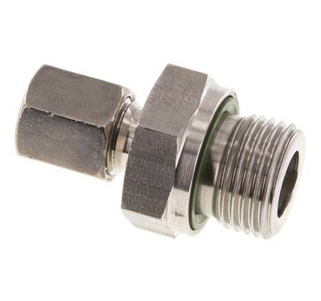 G 1/2'' Macho x 6S Anillo de corte recto de acero inoxidable con junta FKM 630 Barra DIN 2353