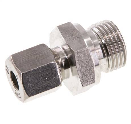 G 1/2'' Macho x 8S Anillo de corte recto de acero inoxidable con junta FKM 630 Barra DIN 2353