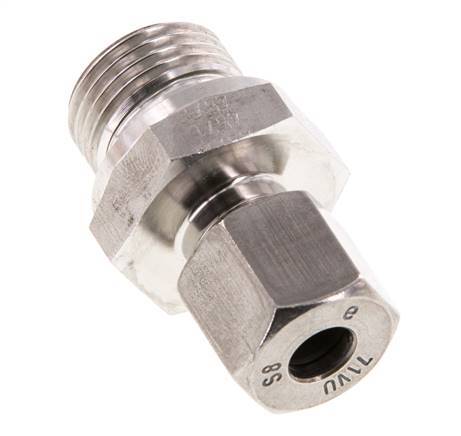 G 1/2'' Macho x 8S Anillo de corte recto de acero inoxidable con junta FKM 630 Barra DIN 2353